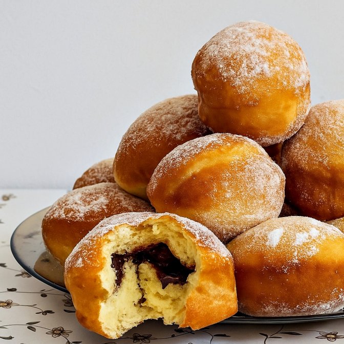 Gogosi pufoase umplute cu crema de ciocolata – reteta usoara pentru un desert care se topeste in gura